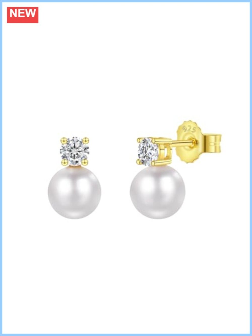 Sterling Silver Freshwater Pearl Moissanite Stud Earrings Hypoallergenic Bridal